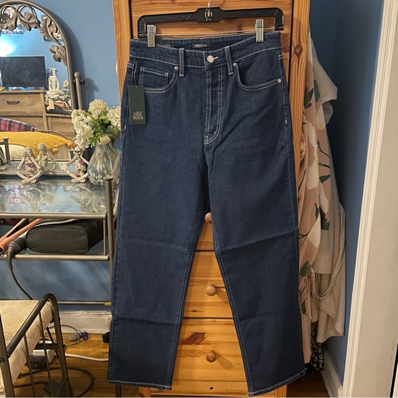 Super-High Rise Contrast Stitch Straight Jeans - Wild Fable - Picture 4 of 7